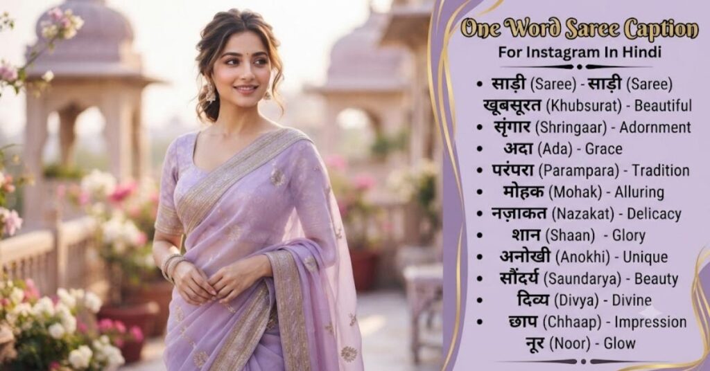One Word Saree Caption for Instagram in Hindi