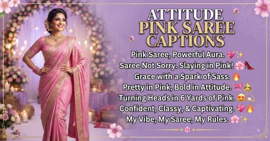 Attitude Pink Saree Captions