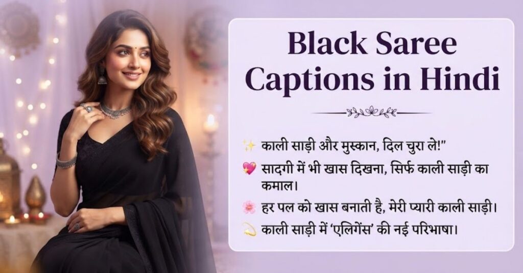 Black Saree Captions for Party