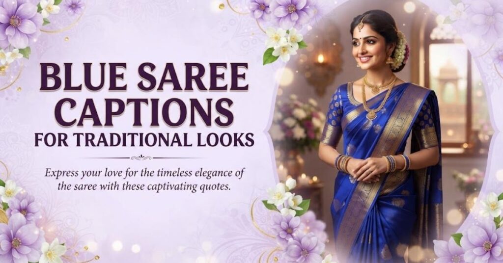 Blue Saree Captions for Traditional Looks