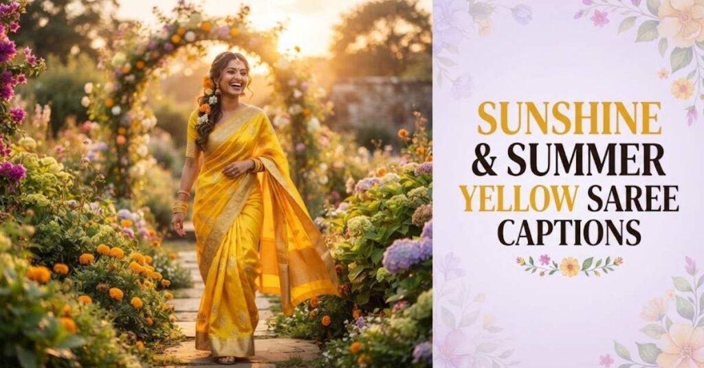 Sunshine & Summer Yellow Saree Captions