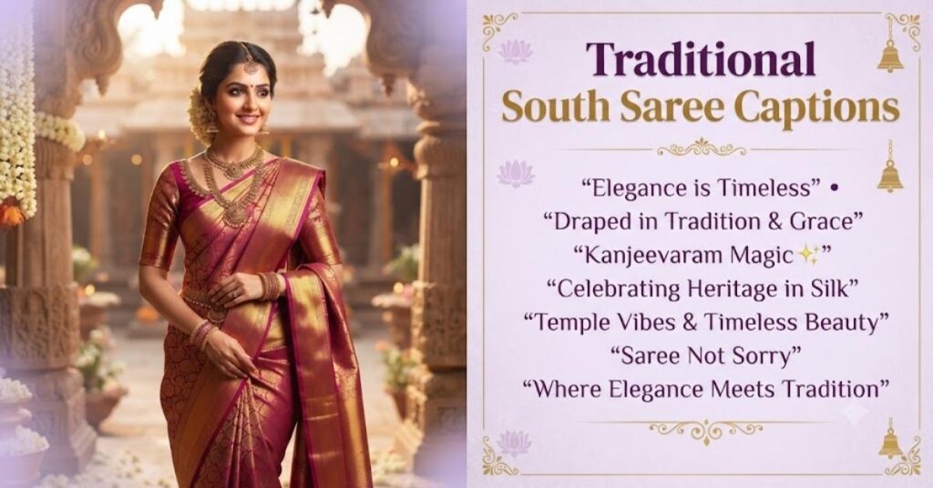 Traditional South Saree Captions