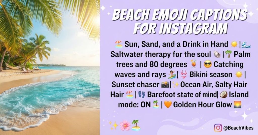  Beach Emoji Captions for Instagram